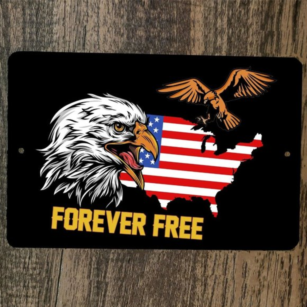 Forever Free USA America 8x12 Metal Wall Sign Poster July 4th‎